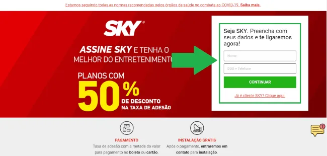 Site Sky Dados Pessoais