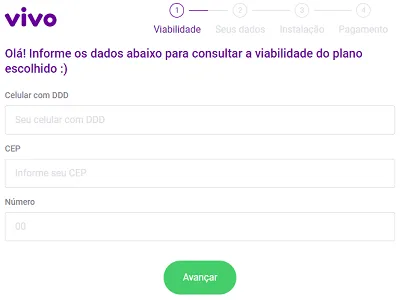 Vivo Fibra: Consultar disponibilidade no site de compra online Vivo. Primeiro passo