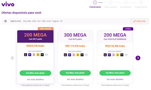 Vivo Fibra: Consultar disponibilidade no site de compra online Vivo. Segundo passo