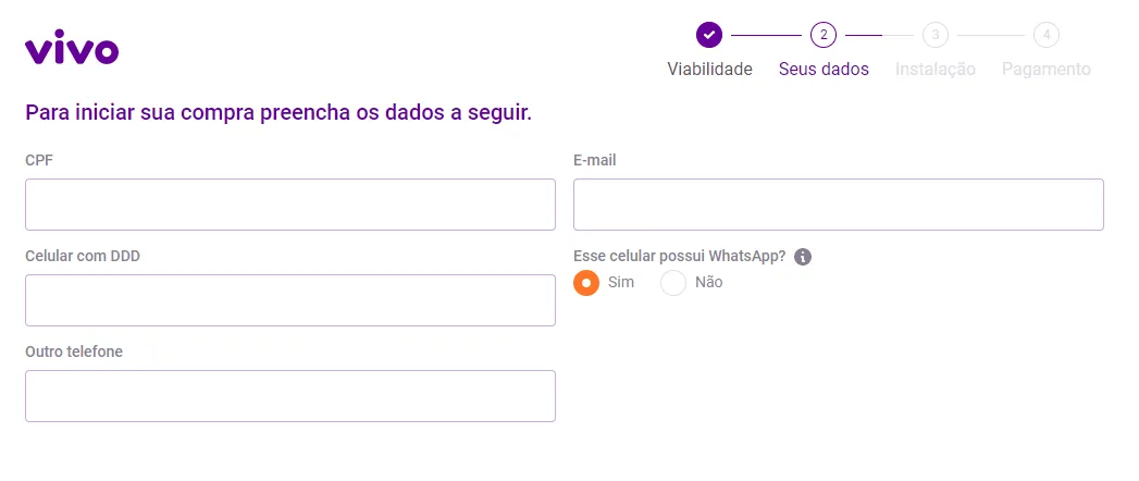 Vivo Fibra: Consultar disponibilidade no site de compra online Vivo. Terceiro passo